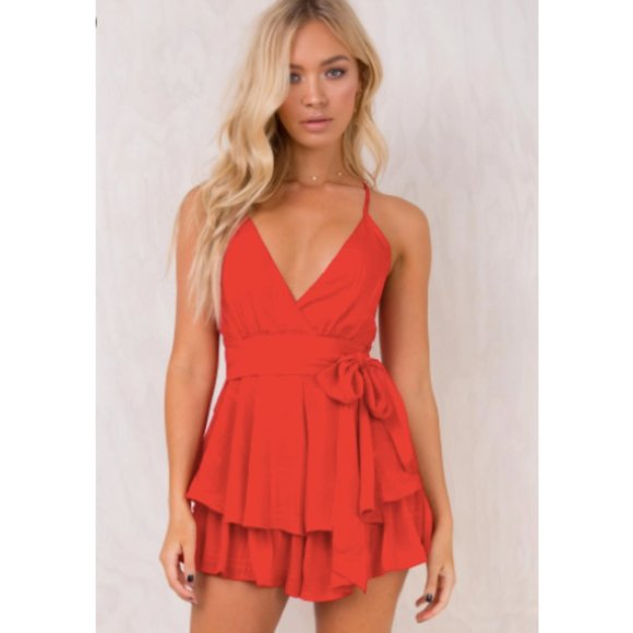 Princess Polly Pants - Princess Polly Theodora Red Playsuit